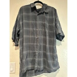 Arrow USA 1851 Mens XXL Grey Plaid Short Sleeve Button Down Shirt Modal Rayon